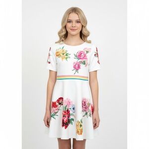 Truly Me Tween Fit & Flare Floral Dress‎ Sz 12 Easter Rainbow Belt Sparkly Rose